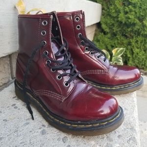 Dr. Martens 14585 Vegan Cherry Red Arcadia boot